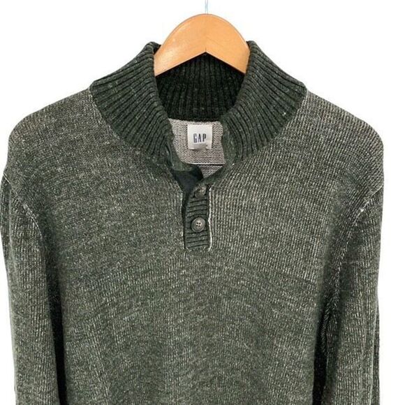 Gap Mens Cotton Knit Henley Neck Long Sleeve Pullover Sweater Green Size Large - Picture 2 of 9
